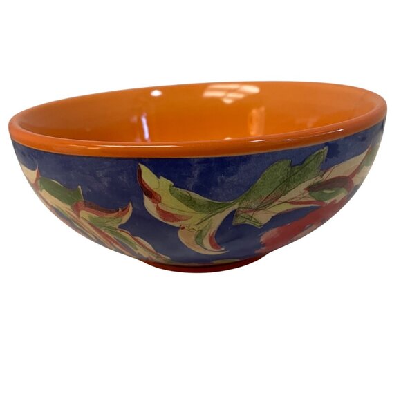 Pfaltzgraff Villa Della Luna Handcrafted Ceramic Serving Bowl Floral Design Read - Picture 1 of 7